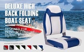 Amazon Com Northcaptain S1 Deluxe High Back Folding Boat Seat 2 Seats White Blue Stainless Steel Screws Included Sports Outdoors