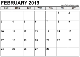 February Calendar 2019 Printable Monthly Calendar Template Blank Calendar Template Printable Calendar Template