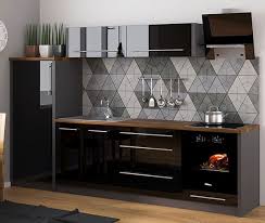 Kuchenzeile Kuche 280cm Lava Schwarz Hochglanz Neu Kuche Hochglanz Moderne Kuche Einbaukuche