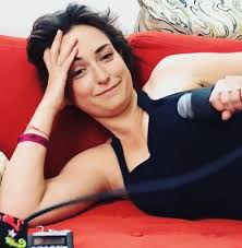 Milana Vayntrub having some fun with her Boobs and a microphone ...