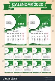 Calendar 2020 Year Vector Template Collection Week Starts On Monday