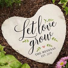 Let Love Grow Large Personalized Heart Garden Stone For Her Personalized Garden Stones Garden Stones Flower Pots