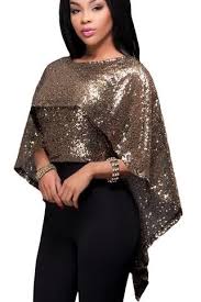 Black And Gold Tops Ladies Black Gold Backless Sequins Cape Top Tank Top Fashion Fashion Fashion Clothes Women