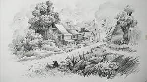 How To Draw A Landscape With Pencil Art Pencil Drawing Pictures Drawing Scenery Pencil Sketches Landscape