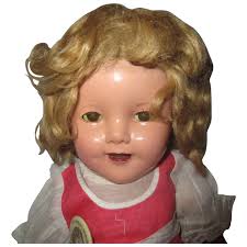 Lovely vintage Ideal Composition Shirley Temple doll original dress and pin  17"