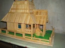 Gambar rumah joglo dari stik rumah joglo limasan work. Rumah Dari Stik Es Krim Wooden House House Modern House Design