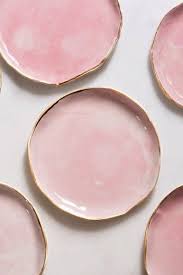 Pink Gold Watercolor Ceramic Plates From Suite One Studio Ceramics Pottery Pink Plates