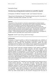 The purpose of a results section is to present the key results of your research. Pdf Introducing Undergraduate Students To Scientific Reports