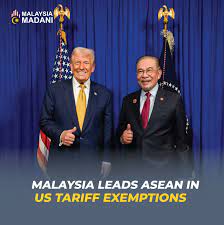 𝐒𝐭𝐫𝐚𝐭𝐞𝐠𝐢𝐜 𝐓𝐫𝐚𝐝𝐞 𝐍𝐞𝐠𝐨𝐭𝐢𝐚𝐭𝐢𝐨𝐧𝐬 𝐏𝐮𝐭  𝐌𝐚𝐥𝐚𝐲𝐬𝐢𝐚 𝐀𝐡𝐞𝐚𝐝 𝐨𝐟 𝐀𝐒𝐄𝐀𝐍 𝐏𝐞𝐞𝐫𝐬 𝐢𝐧 𝐔𝐒  𝐓𝐚𝐫𝐢𝐟𝐟 𝐃𝐞𝐚𝐥 Malaysia has emerged as the biggest beneficiary of  recent US tariff exemptions, with over 60% of its ...