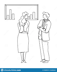 Business Graphics Or Statistics Chart Man And Woman