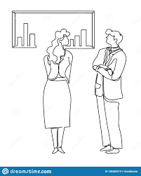 business graphics or statistics chart man and woman