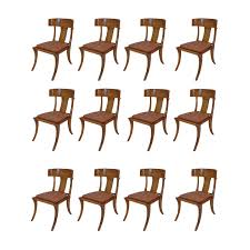 Klismos walnut wood customizable dining chairs italian production, black velvet upholstery. Customizable Walnut Wood Klismos Chairs Pescetta