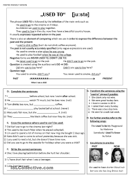 Used To Would Be Used To Get Used To Exercises Past Habit Used To English Verbs English Teaching Materials Grammar And Vocabulary