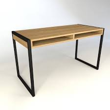 Industrial Oak Wood Desk With Metal Legs Home Office Bureau Writing Table Schreibtisch Solid Oak Oak Wood Desk Wood Desk Industrial Style Desk