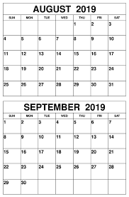 August September 2019 Calendar Printable Template September Calendar Calendar Printables October Calendar Printable