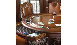 Modern table and chairs on white background. Luxury High End Leather Top Card Table For Six With Drawer