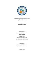 Management Misinformation System - Management Misinformation System By:  Russell L. Ackoff A Journal Critique Submitted By: Mantalaba, Norman |  Course Hero