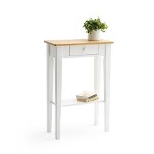 Designed with smooth a gray and white marble top and modern metal frame, its luxurious geometry makes it ideal in a hall, foyer or behind the living room sofa. Alvina Solid Pine 1 Drawer Console Table White Natural La Redoute Interieurs La Redoute
