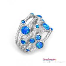 Opal Tasli Gumus Yuzuk 925 Ayar Gumus Tasli Yuzuk Modelleri Arasinda Opal Tasinin Muhtesem Rengi Ve Yuksek Kalite Kubik Zirkon Tasla Gumus Yuzuk Yuzuk Gumus