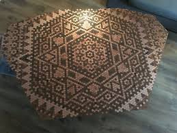 I Have Pennies I Want To Tile My Backsplash Are The Wheels Turning Oh Yes They Are Penny Floor Penny Floor Designs Penny Table