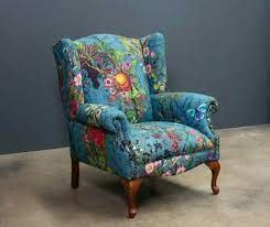 wing chair in timorous beasties bloomsbury garden fabric made by mathews furniture www mathewsfurniture com au furniture upholstered chairs boho chair
