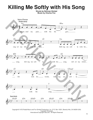 Killing Me Softly With His Song P/V/G Sheet Music | J.W. Pepper