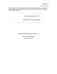 (white mountains or the company) is a financial services holding company with primary business interests in property and casualty insurance and reinsurance. Subscription And Purchase Agreement Dated October 1 2020 By White Mountains Insurance Group Ltd Business Contracts Justia