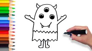 A monster is a hideous creature that is usually found in legends, stories, films and other types of entertainment. Learn How To Draw Little Monster Teach Drawing For Kids Toddlers Coloring Page Video Youtube