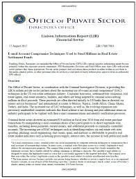 Fbi files have a low popularity rating; Fbi Report E Mail Account Compromise Techniques Used To Steal Millions In Real Estate Settlement Funds Public Intelligence