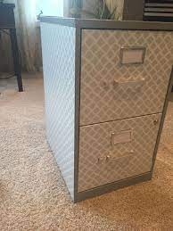 Covered A Basic Filing Cabinet With Contact Paper So Chic Filing Cabinet File Cabinet Makeover Cabinet