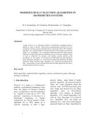 Pdf Modified Bully Election Algorithm In Distributed Systems