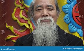 Happy old man from Asia stock video. Video of care, beard