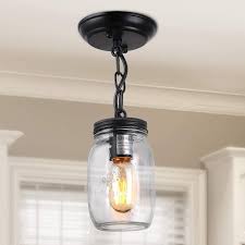 Crafted from metal, it showcases both classic and contemporary design elements with its openwork. Buy Lnc Flush Mount Light Fixture Farmhouse Mason Jar Pendant A03220 Single Ceiling Online In Vietnam B072xcwcfj