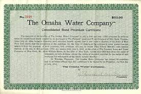 A person who buys a bond is not buying ownership in a company but is lending the company money. Nebraska 1912 The Omaha Water Company Bond Stock Certificate Maine Ebay
