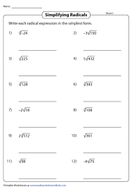 Print or download free pdf printable worksheet and teach students about operations with radicals. Simplifying Radical Expressions Worksheets