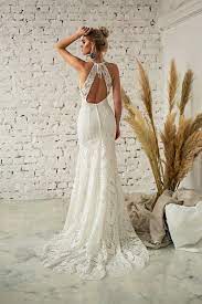 High Neck Wedding Dress Bohemian Bride Backless Wedding Etsy Bohemian Wedding Dress Etsy Halter Wedding Dress Beach Boho Bridal Gowns