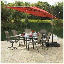 Wilson Fisher Solar Offset 8 X 11 Rectangular Umbrella With Base And Solar Lights From Big Lots 219 99 Rectangular Umbrella Patio Patio Set