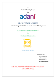 A Project Report On Adani Power Ltd