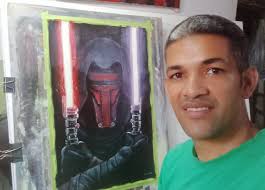 Oil painting of iconic Star Wars character
