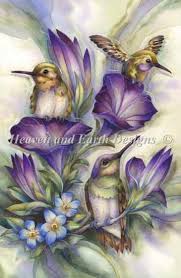 Haed Cross Stitching Embroidery Chart Flower And Hummingbird Heaven And Earth Designs Import Jody Bergsma Senior Flower Hummingbirds Design