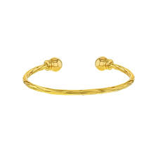 Shiny Yellow Gold Plated Adorable Twisted Cable Cuff Newborn Baby Bracelet 40mm Walmart Com
