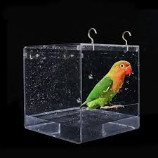 Bird Bath Ideas For Cages Kangkangk Cube Bird Bathtub Bath Shower Box Bowl With Hooks Cage Accessory For Little Bird Parrots In 2020 Hanging Bird Bath Bird Parrot