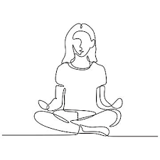 Continuous One Line Drawing Of Girl Doing Yoga Sitting In Lotus Woman Relaxation And Meditation For Healthy Body And Positive Mind Vector Illustration Minimalis Line Drawing Girl Drawing Line Art Drawings