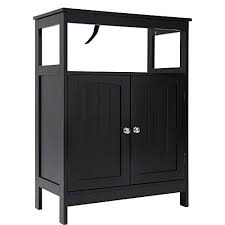 Bathroom floor cabinet toilet bath organizer drawer shelf wood white l. Iwell Black Bathroom Floor Storage Cabinet With 1 Adjustable Shelf 3 Heights Available Free Standing Kitchen Cupboard Buy Online In Dominica At Dominica Desertcart Com Productid 145973673