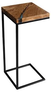 Benutzerdefinierte Quadratischer Beistelltisch Mit Schwarzem Stahlbein Kleiner Epoxy Couchtisch Auf Eiche Blaue Uv Harz Tisch In 2020 Side Table Wood Resin Table Live Edge Coffee Table