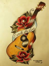 Johnny Cash Tattoo Guitar Rose I Walk The Line Nice But I D Put A Beatles Quote Inste Music Tattoos Guitar Tattoo Design Johnny Cash Tattoo