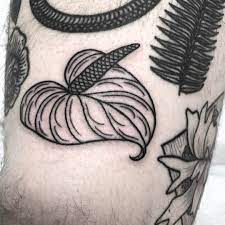 649 Likes 4 Comments Myra Oh Myraoh On Instagram Growing Plant Collection On Bismuth Hues Added This Anth Black Ink Tattoos Anthurium Flower Tattoos