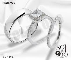 Plata fina ley 925 y 950. Trio De Boda En Plata 925 Sol De Oro Joyeria Engagement Rings Engagement Jewelry