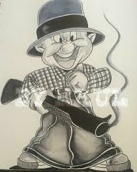 Gangster man with tattoos clipart by djart. Gangster Elmer Fudd Artbyraul Cartoon Tattoos Chicano Art Tattoos Graffiti Characters