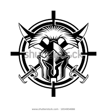 Spartan Helmet Sword Circle Shape Logo Stock Vector Royalty Free 1654954888 In 2021 Spartan Helmet Circle Shape Stock Vector